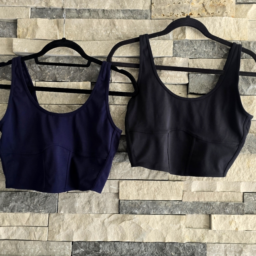 Gap Womens Black and Navy Crop Tops Bra SZ med
